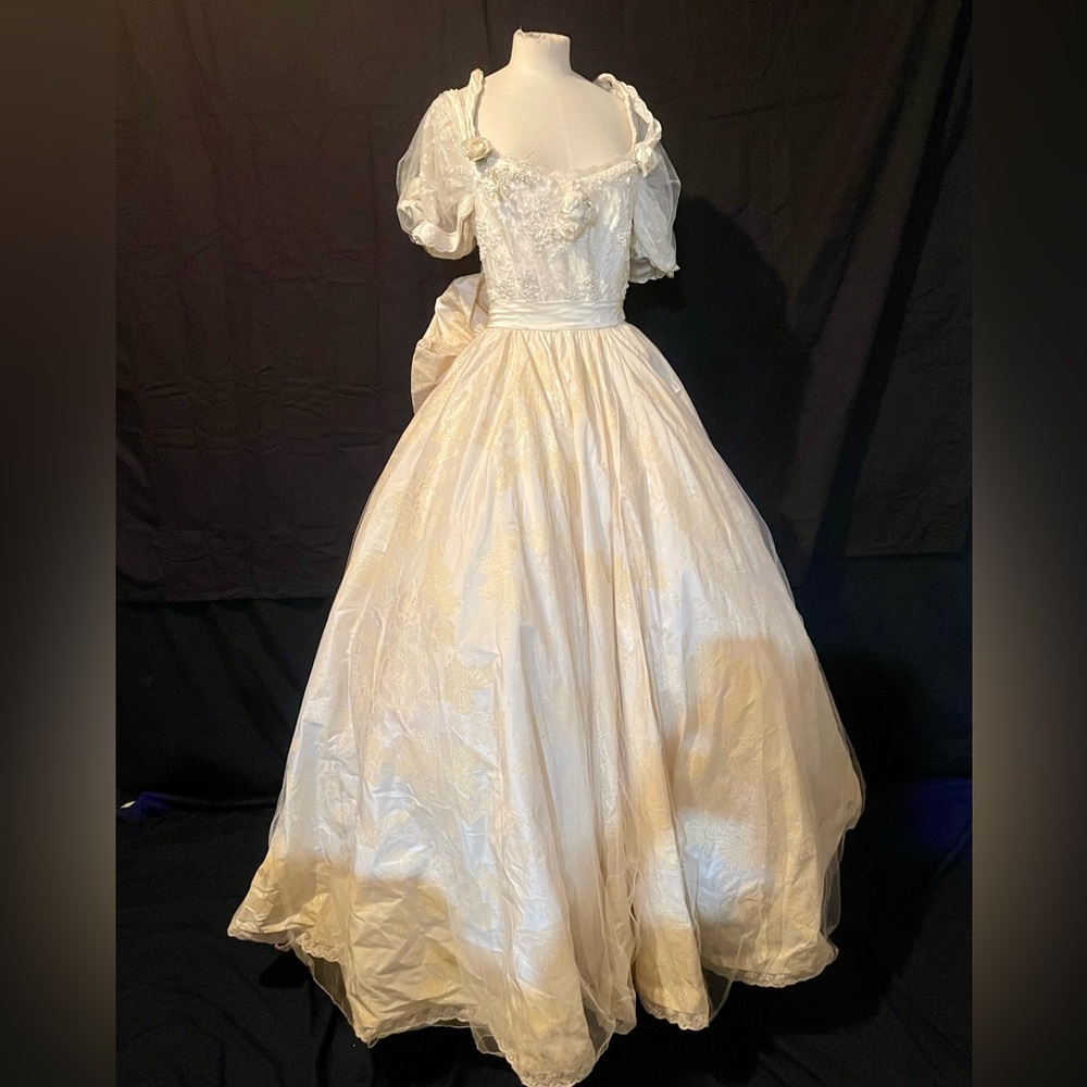 Wedding Dress Gown Ivory 6 Louise Hamlin Wright Rare Vintage Handmade Fabric